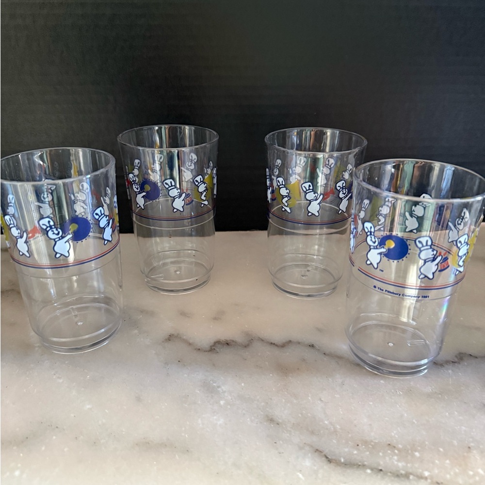 Vintage Set Of 4 1991 Pillsbury Doughboy Marching Band Plastic Cups NEW